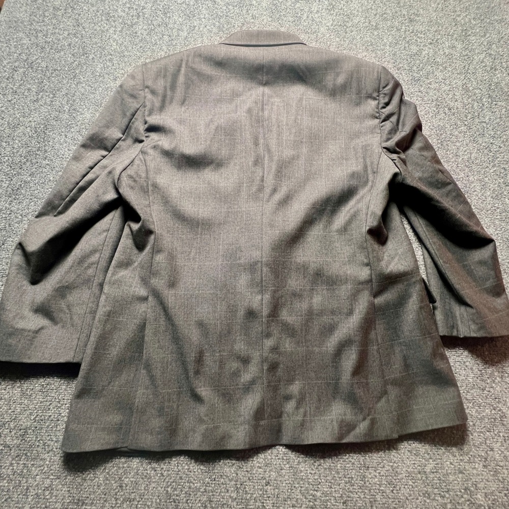 Jos. A. Bank Travelers Collection Gray Windowpane 100% Wool Blazer Jacket 46R - Picture 9 of 13